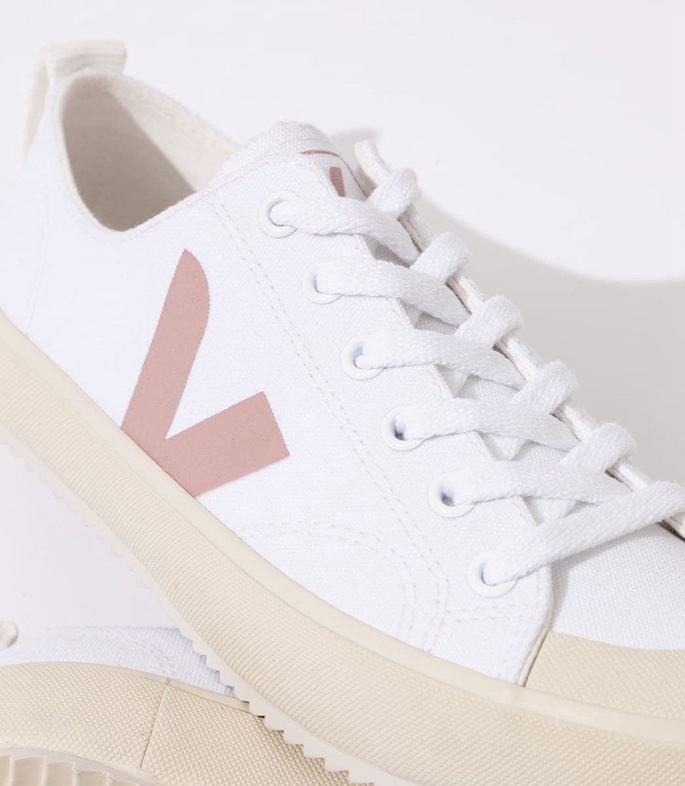 Tenis Veja Mujer - Nova Lona - Blancos/Rosas - 357GTMEPD